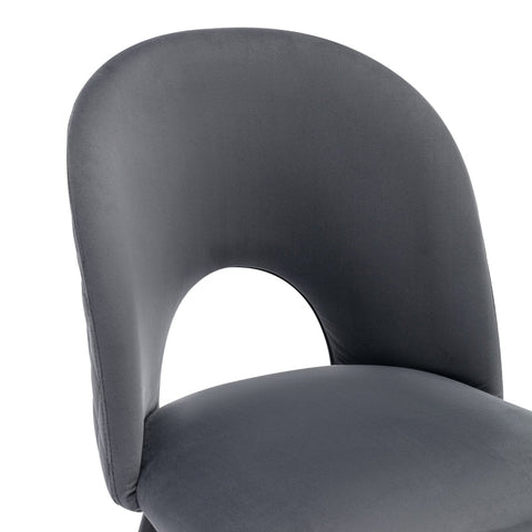 Rootz Gray Velvet Dining Chair - Elegant Seating - Sturdy Dining Chair - Comfort & Durability - 47L x 44W x 84H cm