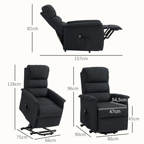 Rootz Electric Recliner Armchair - Relax Chair - Power Lift - Footrest & Remote - 66cm x 90cm x 96cm - Ergonomic Comfort