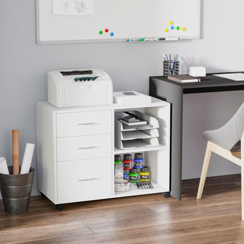 Rootz Printer Stand - Office Organizer - Multi-Storage - E1 Particle Board - 80cm x 40cm x 65cm