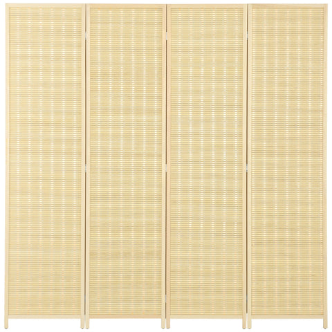 Rootz 4-Piece Room Divider - Privacy Screen - Foldable Partition - Natural Bamboo - 180cm x 180cm - Easy Storage for Living Room, Bedroom