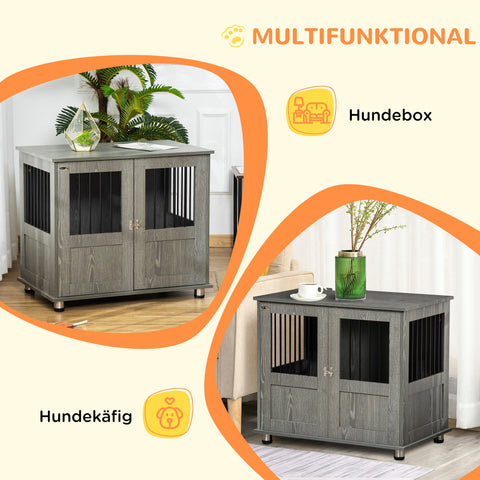 Rootz Dog Crate - Pet Crate - Dog Kennel with Lock - Secure Design - 85 x 55 x 75 cm - Grey