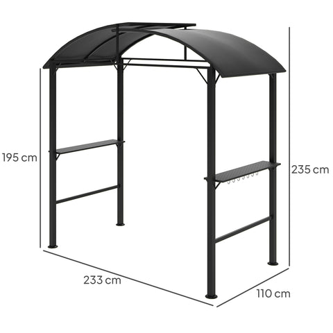 Rootz Grill Pavilion - Outdoor Shelter - BBQ Gazebo - Steel Frames - Sun Protection - 1.1m x 2.3m - Grey