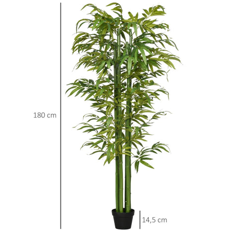 Rootz Artificial Bamboo - Artificial Plant - Realistic Appearance - Polyester - Homes - Offices - Restaurants - Green + Black - 17cm x 17cm x 180cm