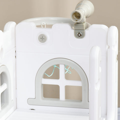 Rootz 5 in 1 Children's Slide - Toddler Slide - Kids Indoor Playground - Basketball Hoop - Non-Slip Safe Play - Grey and White - 70 x 177 x 92 cm