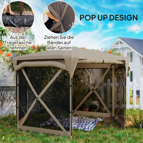 Rootz 3 x 3.5 Pop-Up Garden Tent - Pavilion - Gazebo - UPF30+ Protection - 345cm x 300cm x 210cm