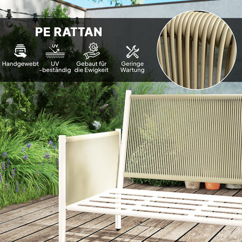 Rootz Poly Rattan Garden Furniture Set - Outdoor Lounge - Patio Sofa Set - Comfortable Seating - 116cm x 68cm x 82cm