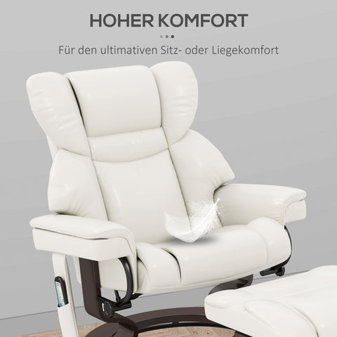 Rootz Relaxation Chair with Footstool - Recliner - Massage Chair - Faux Leather - 79 x 82 x 101 cm - Comfortable Reclining & 360° Rotation