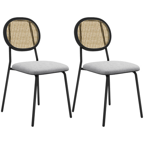 Rootz 2 Piece Set Dining Chairs - Kitchen Chairs - Rattan Chairs - Breathable Comfort - 44cm x 54cm x 87cm