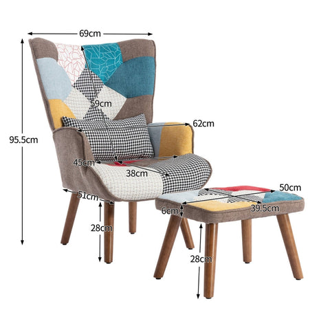 Rootz Chair and Ottoman Set - Relaxation Combo - Lounge Furniture - High Comfort - 69cm x 51cm x 95.5cm
