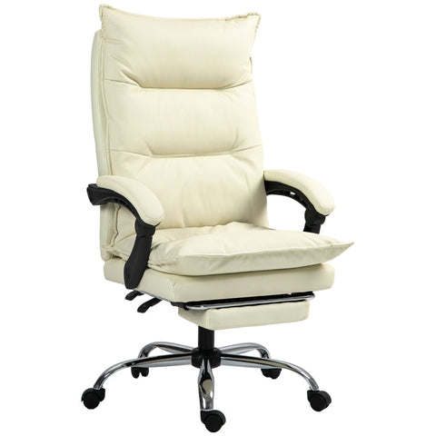 Rootz Ergonomic Office Chair - Computer Chair - Swivel Chair - Faux Leather - Adjustable Height - Beige - 66cm x 72cm x 130cm