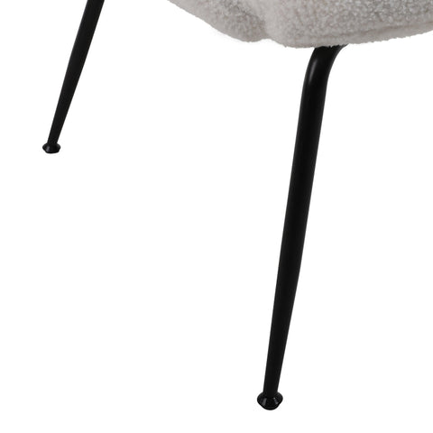 Rootz Teddy Velvet Dressing Chair - White Metal Leg Accent Chair - Comfy Lounge Seat - Luxurious Comfort - 74.1L x 77.9W x 81H cm