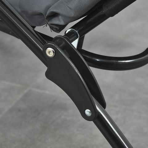 Rootz Folding Sun Lounger - Adjustable Recliner - Outdoor Lounger - High Comfort, 153cm x 58.5cm x 89cm - Steel & Polyester Grey