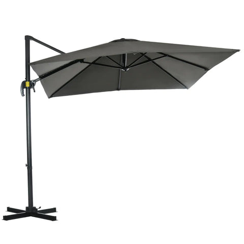 Rootz Cantilever Parasol - Garden Umbrella - Cross Base - Swivel - Weather Resistant - Gray - 245cm x 245cm x 245cm