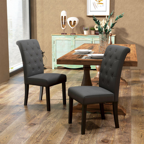 Rootz Set of 2 Dining Room Chairs - Kitchen Chairs - Upholstered Chairs - Comfort & Style - 47cm x 61cm x 101cm - Dark Gray