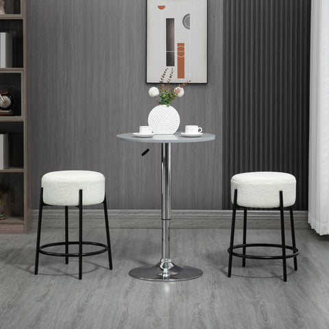 Rootz Set of 2 Bar Stools - Counter Stools - Kitchen Stools - Steel Footrests - Loop Wool Cover - 43x43x62cm