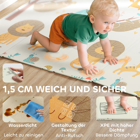Rootz Baby Play Mat - Crawling Mat - Foldable Play Area - Safe XPE Material - 196cm x 176cm x 1.5cm