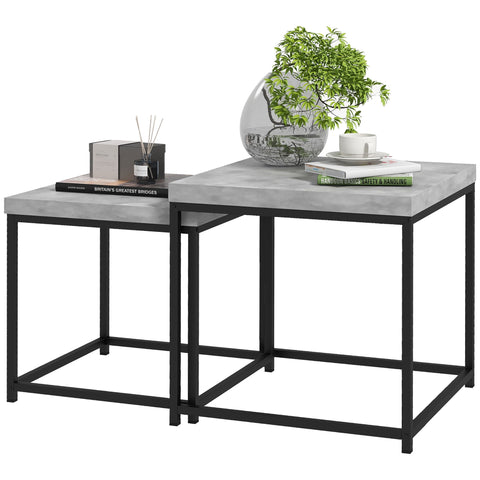 Rootz Stackable Coffee Tables Set - Side Tables - Accent Tables - Space-Saving Design - 45cm x 45cm x 45cm & 40cm x 40cm x 39cm