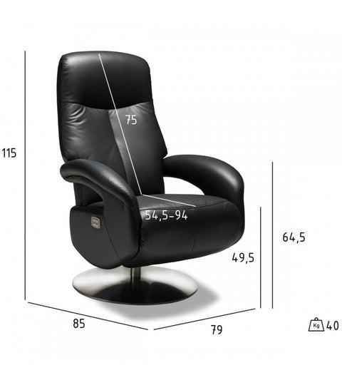 Rootz Recliner Chair - Luxury Recliner - Electric Adjustable Chair - Ultimate Comfort - Durable & Easy Maintenance - 360° Swivel - 79cm x 85cm x 115cm