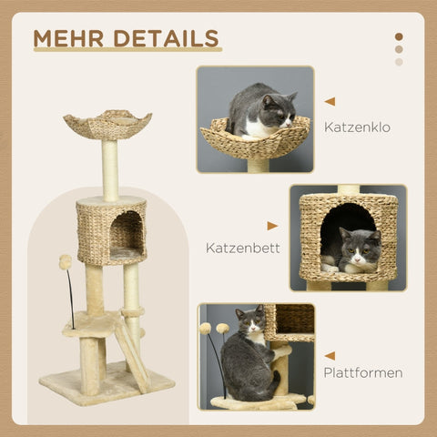 Rootz Cat Tree Tower - Scratching Post - Climbing Frame - Cat Condo - Sisal Rope Posts - 45cm x 40cm x 116cm