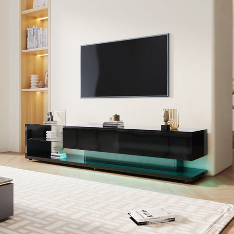 Rootz High Gloss TV Cabinet - Media Console - Entertainment Unit - LED Lighting - 170cm x 36cm x 38cm