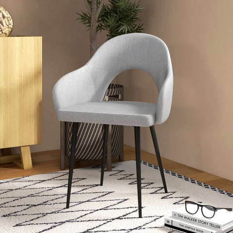 Rootz Upholstered Dining Chair - Minimalist Style - Gray and Black - Stain-Resistant - 56cm x 58.5cm x 84.5cm
