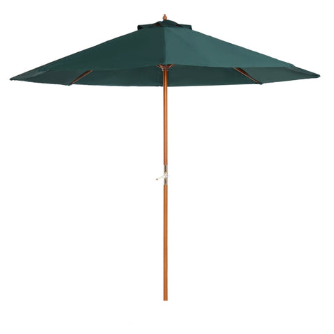 Rootz Wooden Parasol - Wooden Umbrella - Garden Umbrella - Balcony Umbrella - Durable & Lightweight - Weather-Resistant - Easy Operation - Ø270 x 250 cm - Dark Green