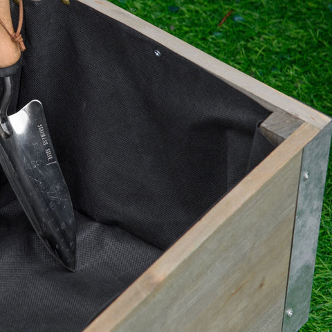 Rootz Plant on Rolls - Rectangular Planter - Gardening Tray - Solid Wood Metal - Irrigation & Drainage - 96cm x 30.6cm x 30cm
