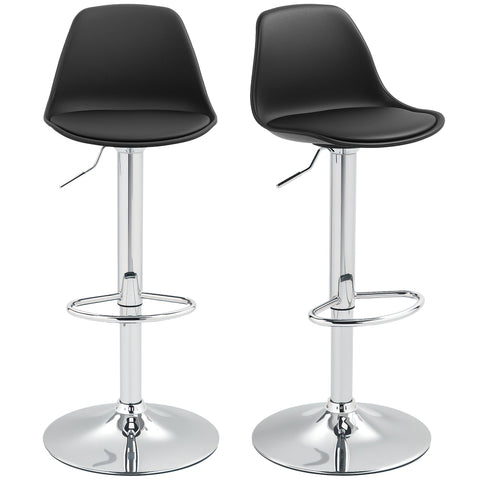 Rootz 2 Set Bar Stools - Bar Chairs - Swivel Chairs - Height Adjustable Comfort - 42x38x82-104 cm - Black and Silver