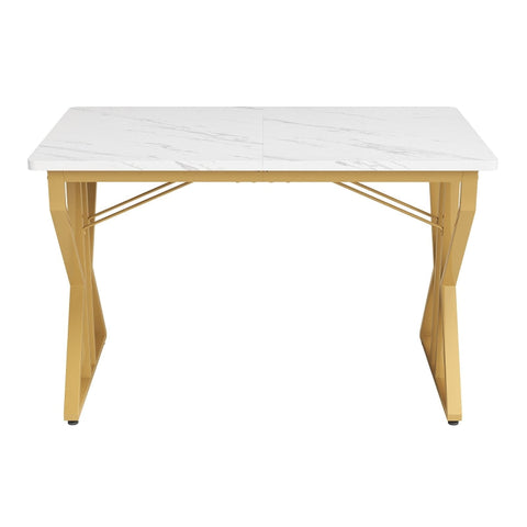 Rootz Dining Table - Marbled Table - Luxurious Dining Table - Adjustable Stability - 119L x 70W x 75H cm
