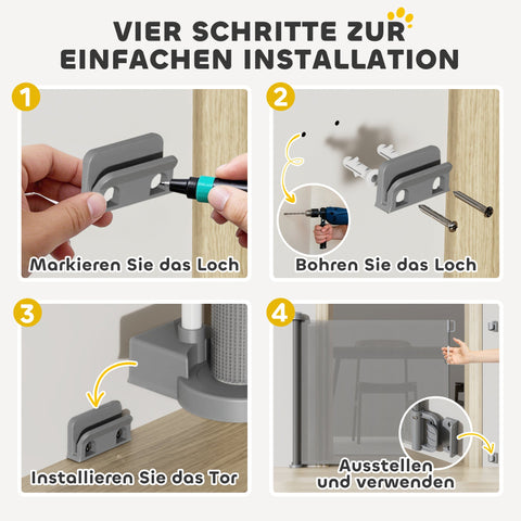 Rootz Stair Protection Grille - Pet Safety Gate - Door Barrier - Protects Pets - 142cm x 10cm x 87cm - Grey