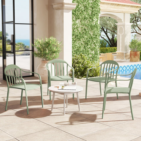 Rootz 4-Piece Garden Chair Set - Outdoor Stacking Chairs - Weatherproof Armchair - UV Resistant - 57cm x 54cm x 78cm