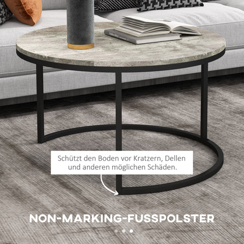 Rootz Coffee Table Set - Round Set Tables - Industrial Design - Durable - 78.5cm x 78.5cm x 46.5cm & 59cm x 59cm x 36.5cm