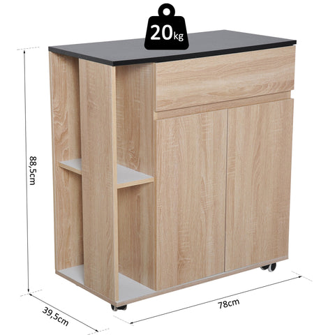 Rootz Kitchen Trolley - Serving Cart - Multifunctional Trolley - Ample Storage - 78cm x 39.5cm x 88.5cm