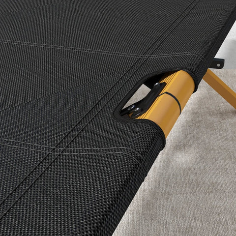 Rootz Sun Lounger Beach - Lounger Garden - Lounger Folding - Weather Resistant - UV-resistant - Waterproof - Aluminum Frame - Oxford Fabric - Black - 196l X 64w X 45h Cm