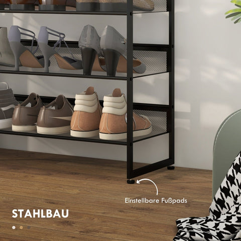 Rootz 5-laags schoenenrek - Schoenenorganizer - Schoenenopslag - Maximaliseert de ruimte - Zorgt voor versheid - Verhoogt de veiligheid - 72 cm x 30 cm x 102 cm - Stalen frame
