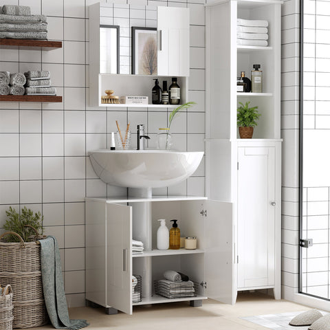 Rootz Bathroom Wall Mirror Cabinet - Vanity Mirror - Storage Shelf - Space-Saving Design - 54L x 15.2W x 55.3H cm