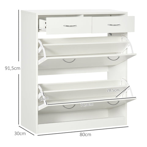 Rootz Shoe Cabinet - Shoe Rack - Storage Unit - Contemporary Style - 80cm x 30cm x 91.5cm