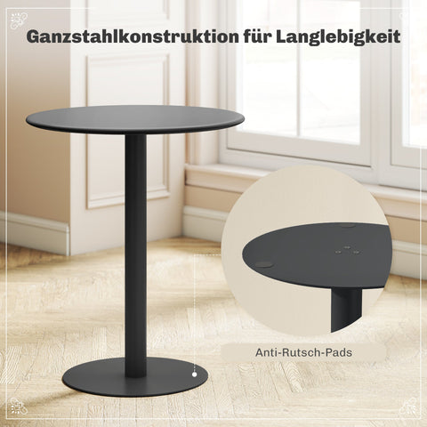 Rootz Round Dining Table - Bistro Table - Outdoor Table - Durable Steel - Ø60cm x 72cm - Black