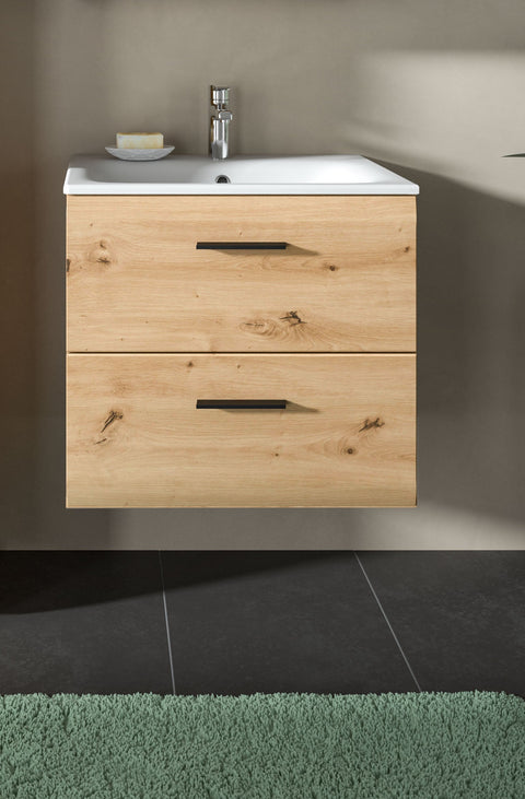 Rootz Vanity Unit with Sink - Bathroom Cabinet - Washstand - Organizes Storage - 60x55x46 cm - Brown