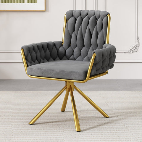 Rootz Velvet Dining Chair - Swivel Chair - Modern Armchair - 360° Rotation - 63cm x 50cm x 87cm