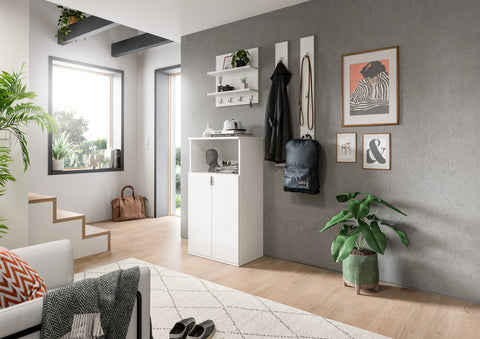 Rootz Wardrobe Combination 3-Piece Set - Storage Solution - Entry Organizer - High Gloss Finish - Chipboard - 111x191x37 cm