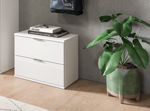 Rootz Bench/Chest of Drawers - Storage Seat - Hallway Furniture - High-Gloss White - 2 Drawers - Easy Care - 52x42x37cm