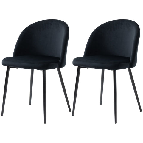 Rootz Set of 2 Dining Room Chairs - Scandinavian Chairs - Velvet Upholstered - Ergonomic Comfort - 49cm x 50cm x 77cm