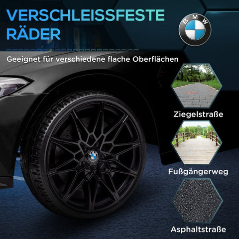 Rootz BMW M4 Kids Electric Car - Ride-On Toy - Battery-Powered Vehicle - Remote Control Operated - Glowing Lights - Sounds - Black - 108cm x 69.5cm x 51cm