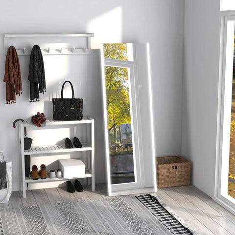 Rootz Standing Mirror - Wall Mirror - Full-length Mirror - Large Mirror - Including Wall Mounting - Tempered Glass - White - 50 cm x 2.9 cm x 150 cm