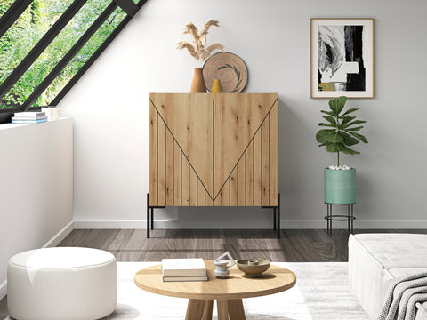 Rootz Chest of Drawers - Storage Cabinet - Dresser - Easy-Care Surfaces - 80x91x40 cm - Brown and Black