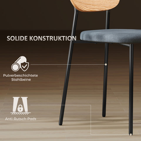 Rootz 2 Set Dining Chairs - Linen Look - Armless Design - Ergonomic Comfort - 45cm x 44cm x 48cm - Grey