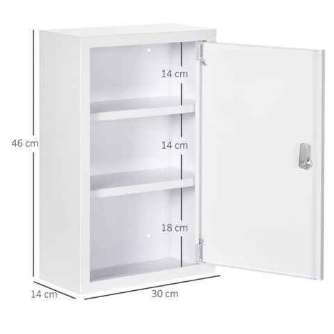 Rootz Medicine Cabinet - First Aid Cabinet - Wall Mounted Pharmacy Storage - Cold Rolled Steel - 30cm x 14cm x 46cm
