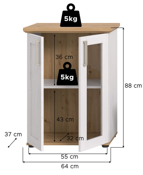 {"title":"Rootz Display Cabinet - Storage Unit - Shelf Organizer - Adjustable Shelf - W64 x H88 x D37 cm"}