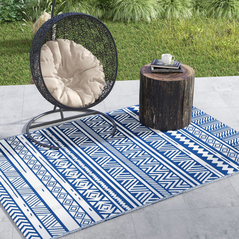 Rootz Graphic Reversible Garden Carpet - Outdoor Rug - Double-Sided Mat - Durable & UV-Resistant - 2.74m x 1.82m